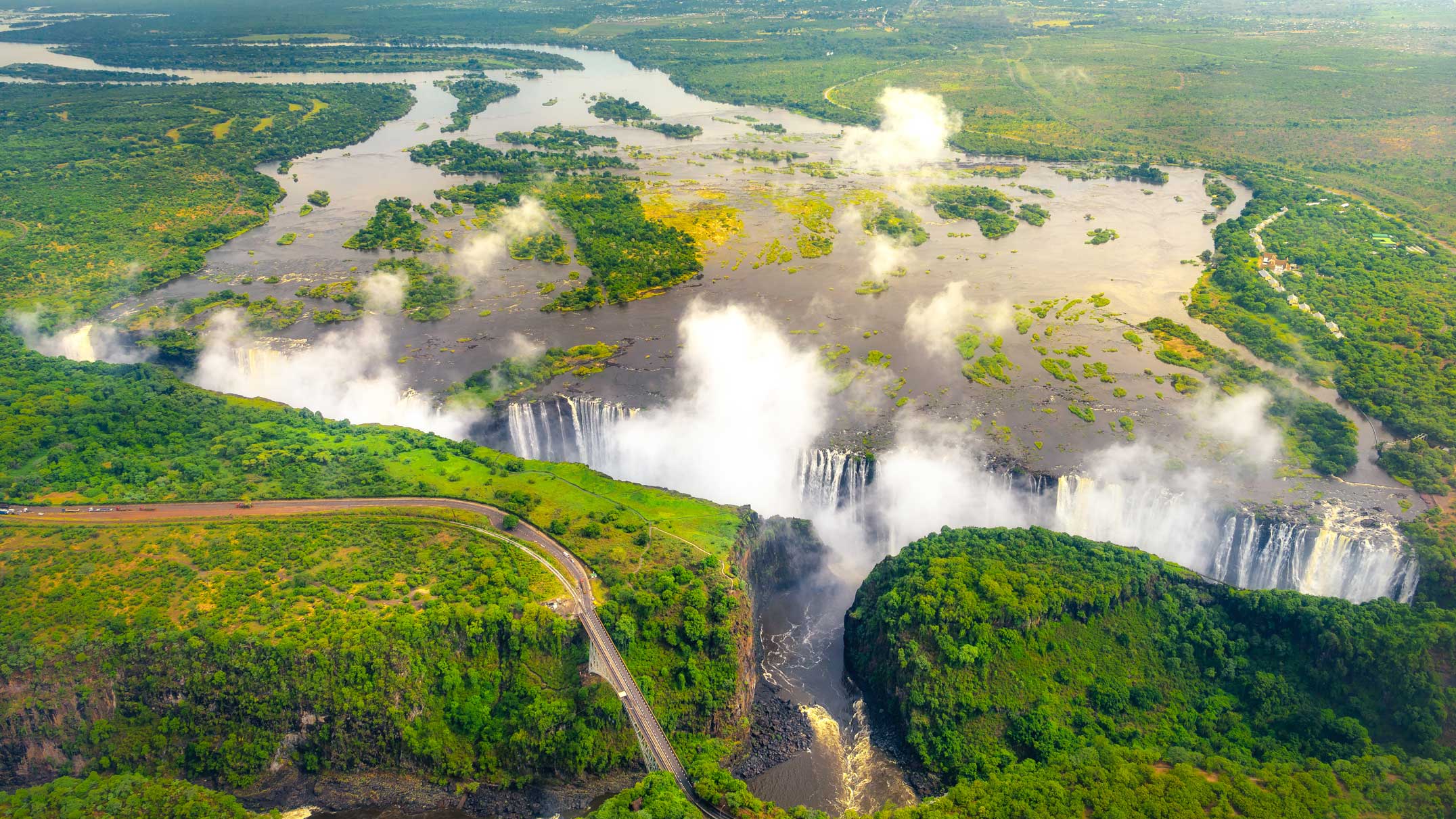 Aerial View of Victoria Falls in Zimbabwe and Zambia | Renaming Africa Landmarks