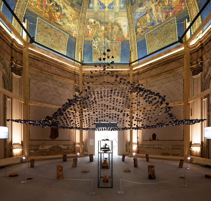 Obsidian Rain, installation by Cave Bureau at Venice Architecture Biennale Exhibition 2021