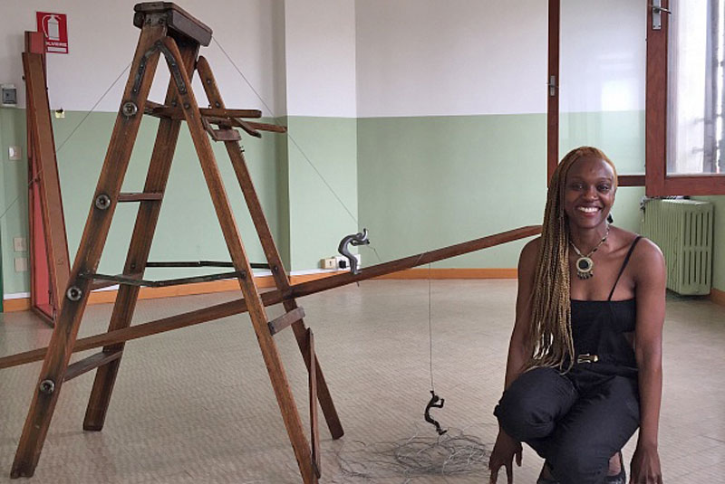Kenyan artist Arlene Wandera at the 2017 Venice Biennale | Image: WAKILISHA